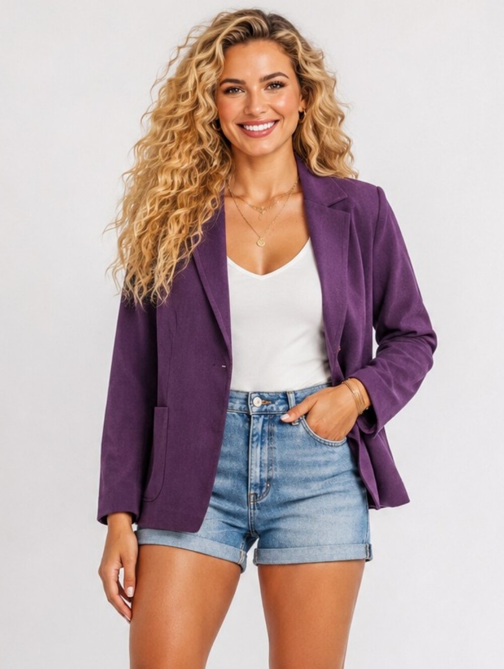 Dress Barn Plum Faux Suede Blazer Jacket Large Open Front Career Office